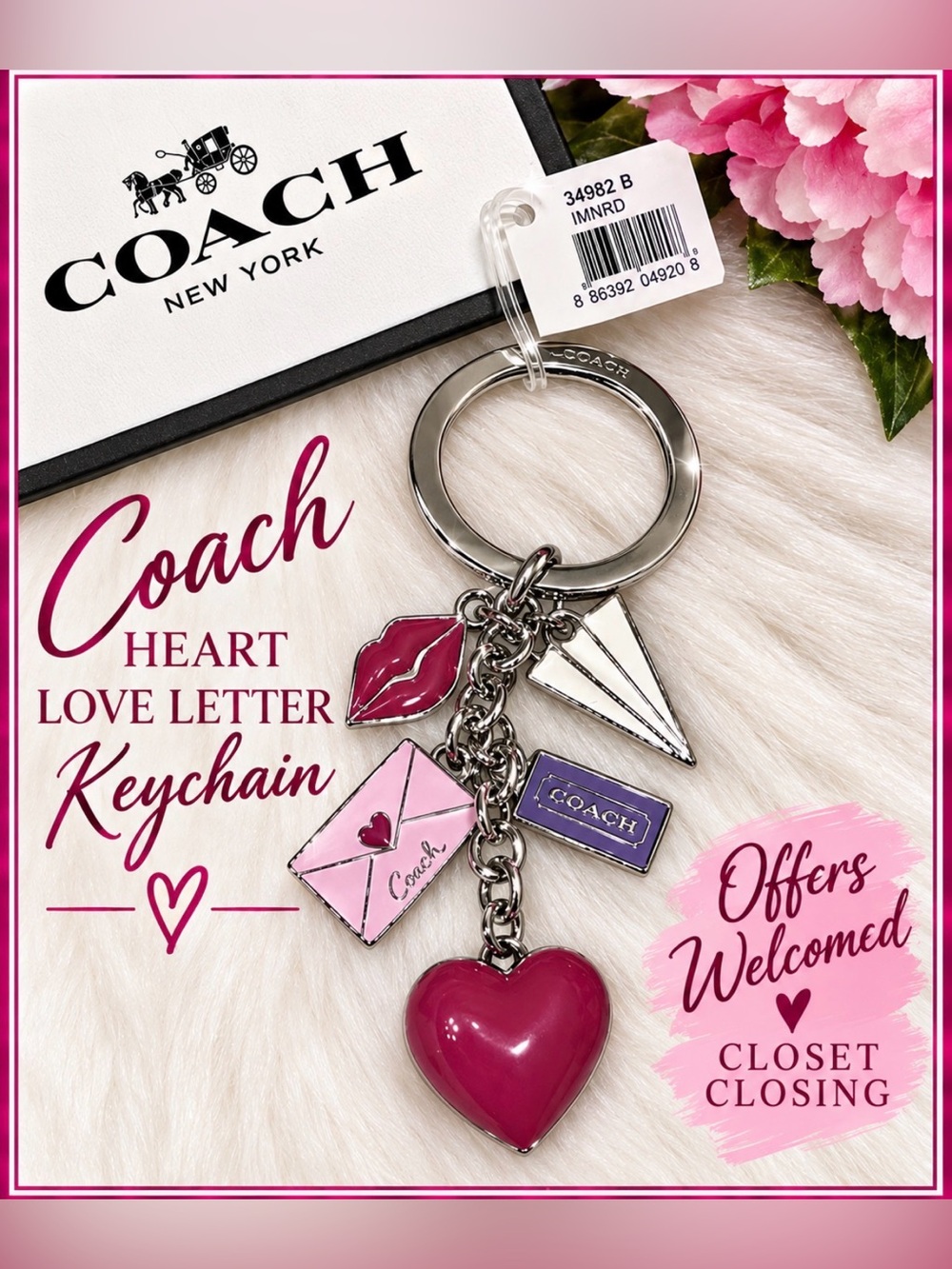 Coach Heart LOVE LETTER Keychain